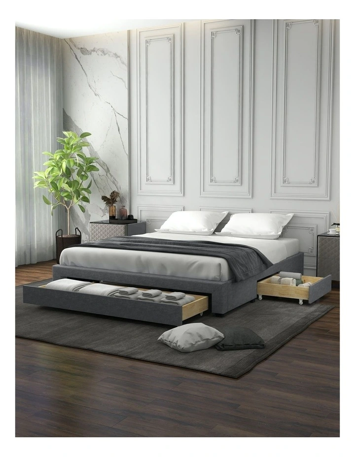 Palermo Bed Base with Drawers in Grey