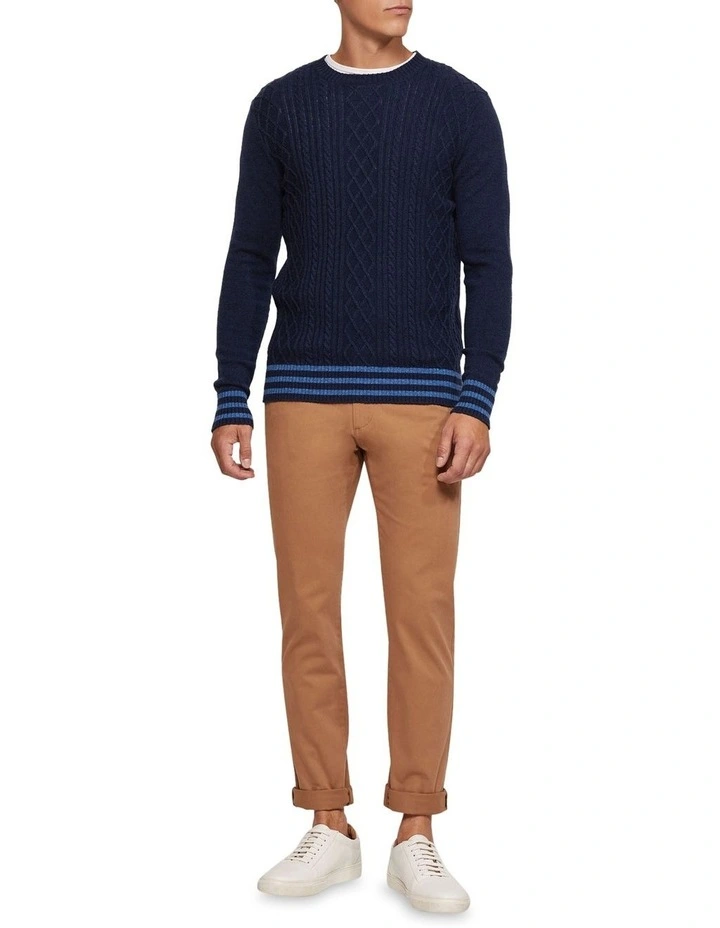 Matteo Cable Knit Pullover in Navy