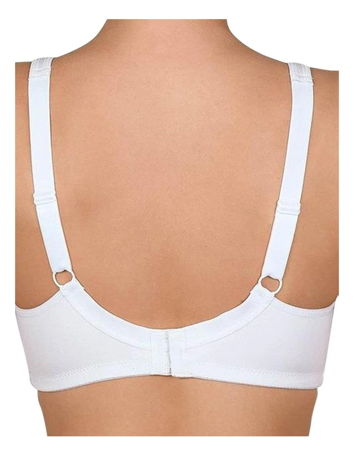 Wide Strap Full Coverage Wirefree Cotton Bra in White