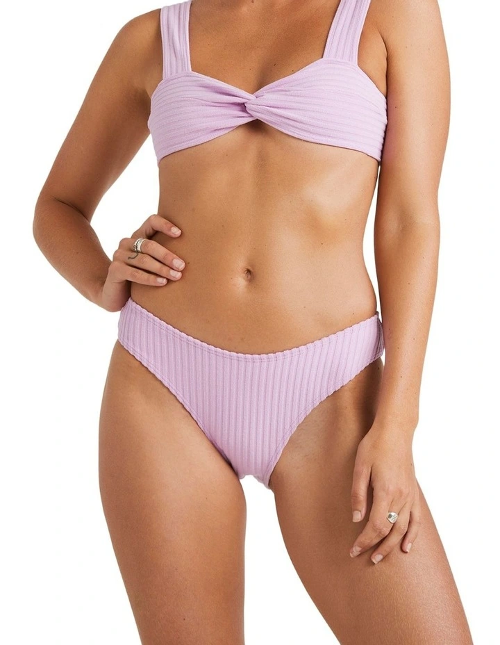 Terry Rib Bondi Bikini Bottoms in Purple
