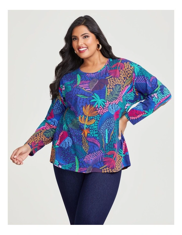 Cotton Leaf Print Top in Multi