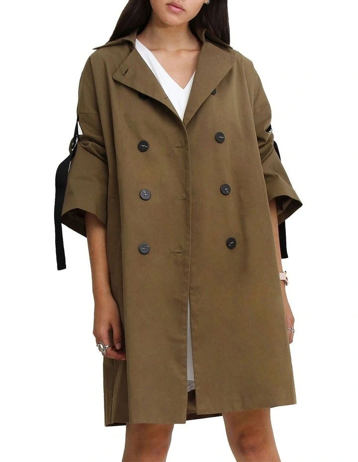 Russian Romance Oversized Trench Coat in Green