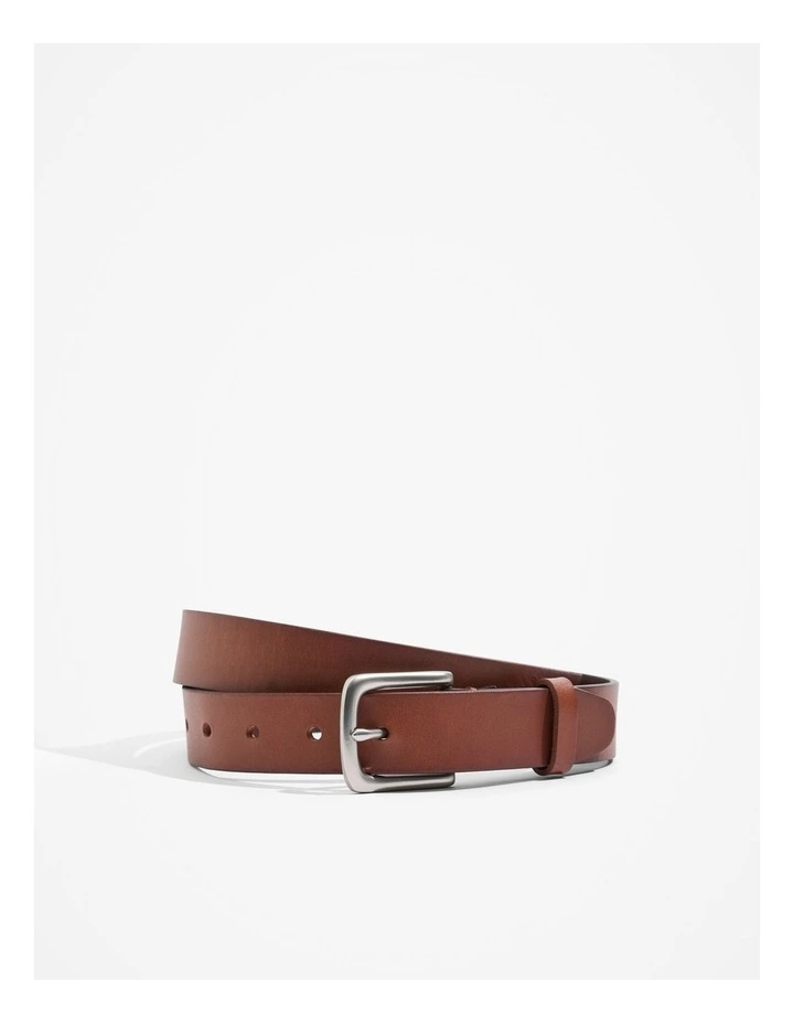 Leather Chino Belt in Deep Tan