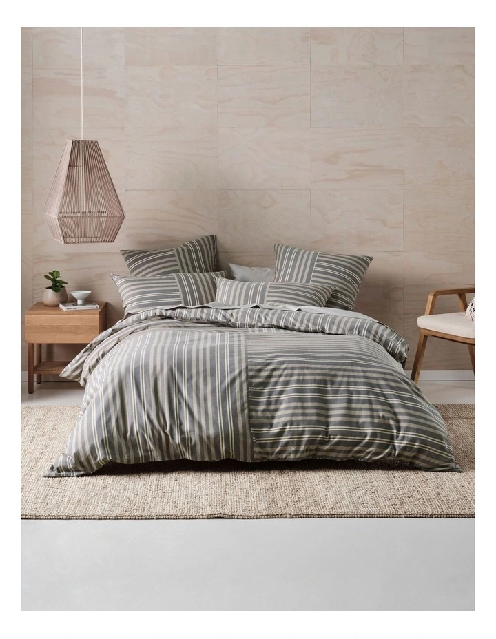 Linen House Vanern Quilt Cover Set in Charcoal