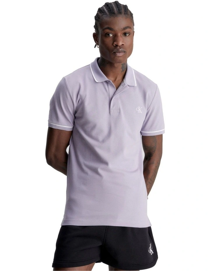 Tipping Slim Polo in Lavender Aura