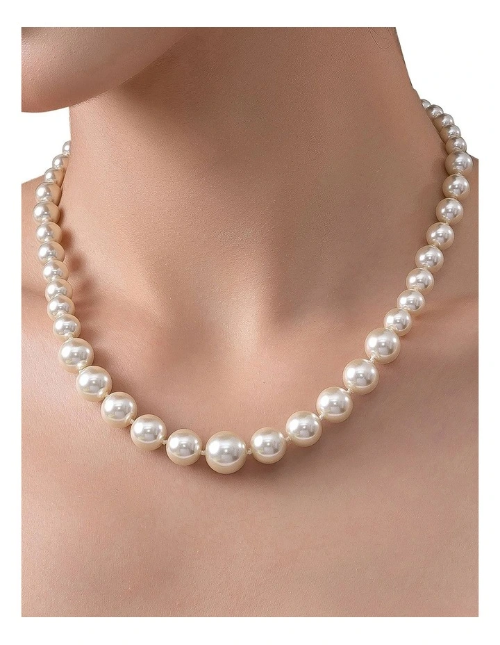 Bridal Necklace in Rhodium/Pearl