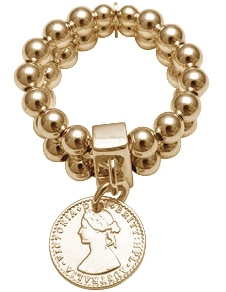 Mini Coin 2-Strand Stretchy Gold Ring