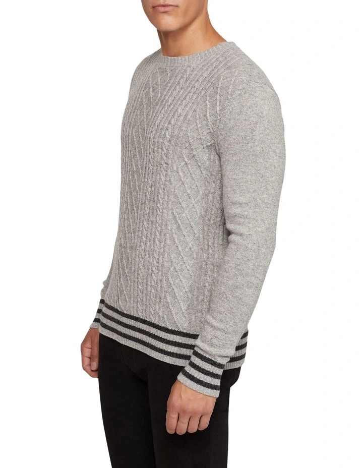 Matteo Cable Knit Pullover in Grey