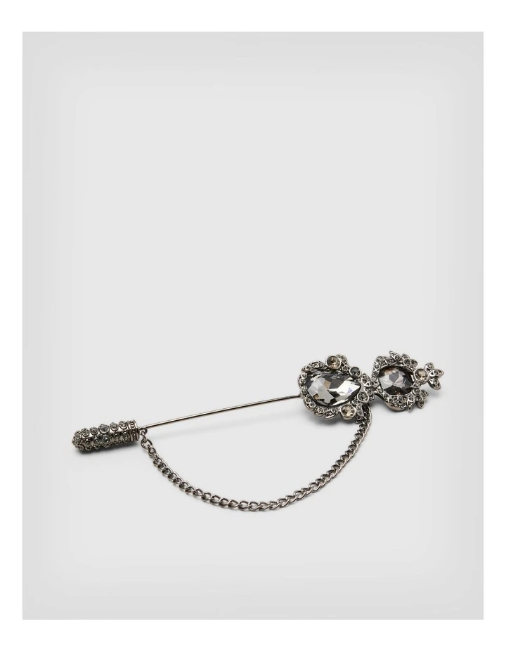 Jewelled Lapel Pin in Gunmetal