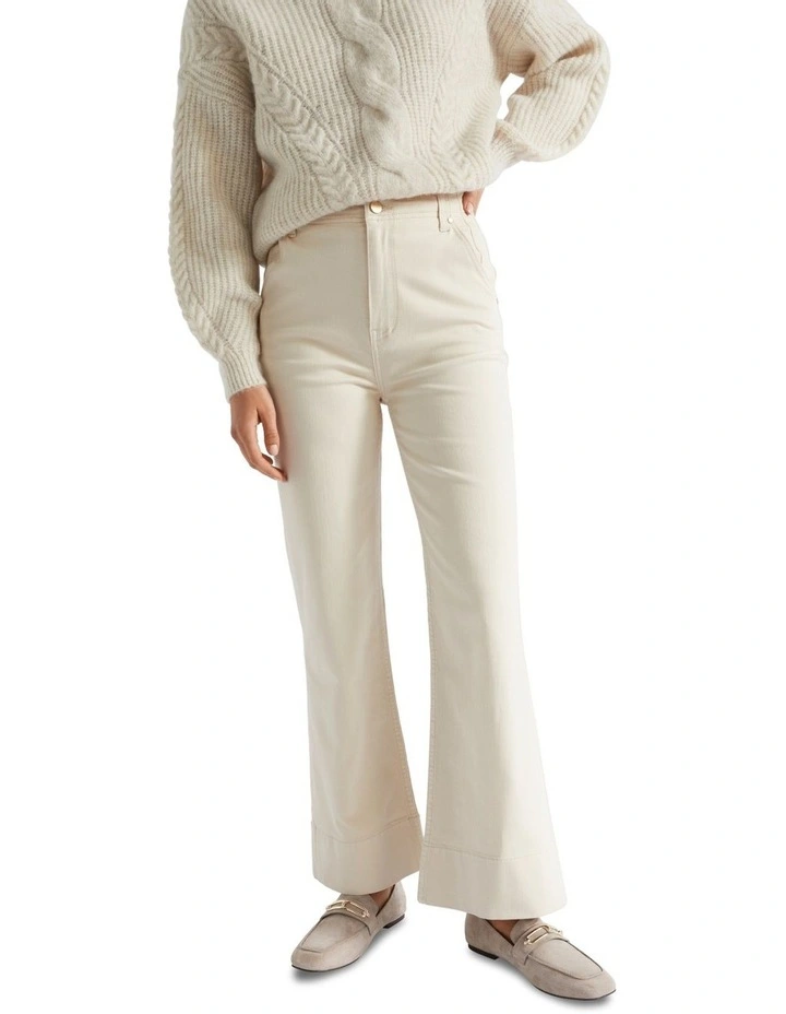 Waisted Wide Leg Jean in Vanilla Cream