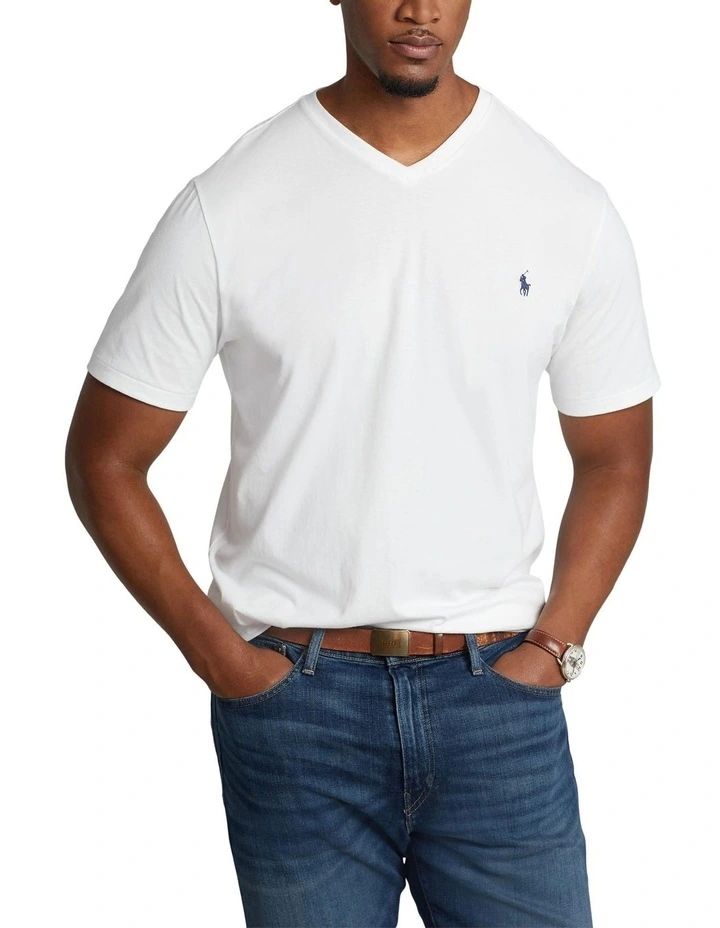 Cotton Jersey V-Neck T-shirt in White