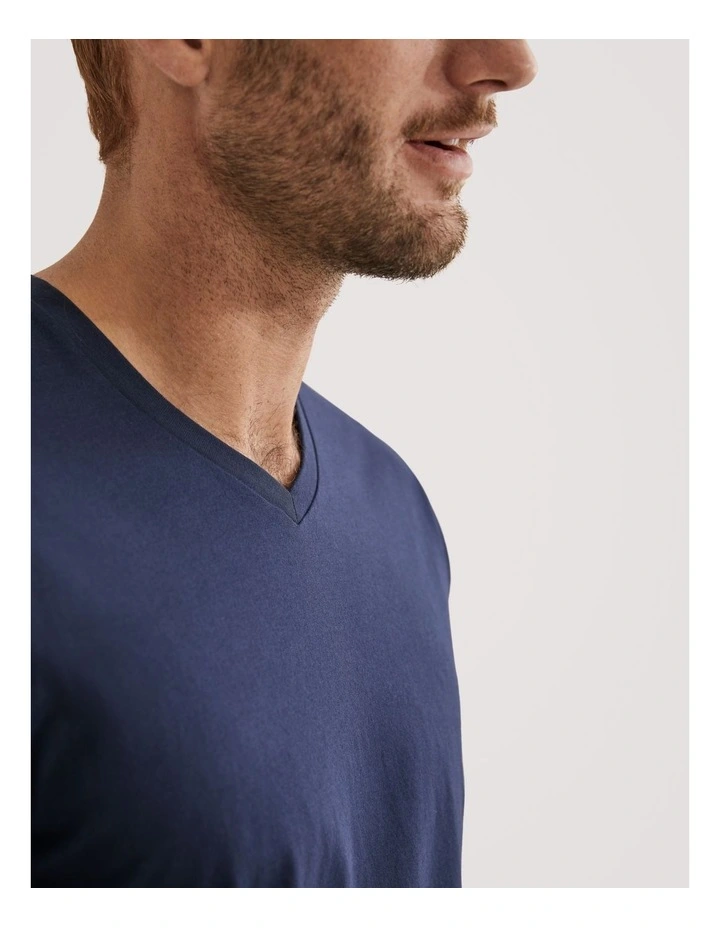 Pima Cotton V-Neck T-shirt in Navy