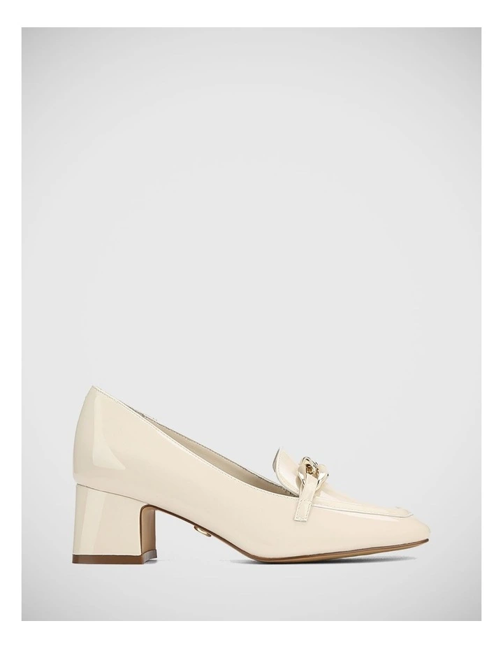 Lotti Patent Leather Heel Loafer in Ivory