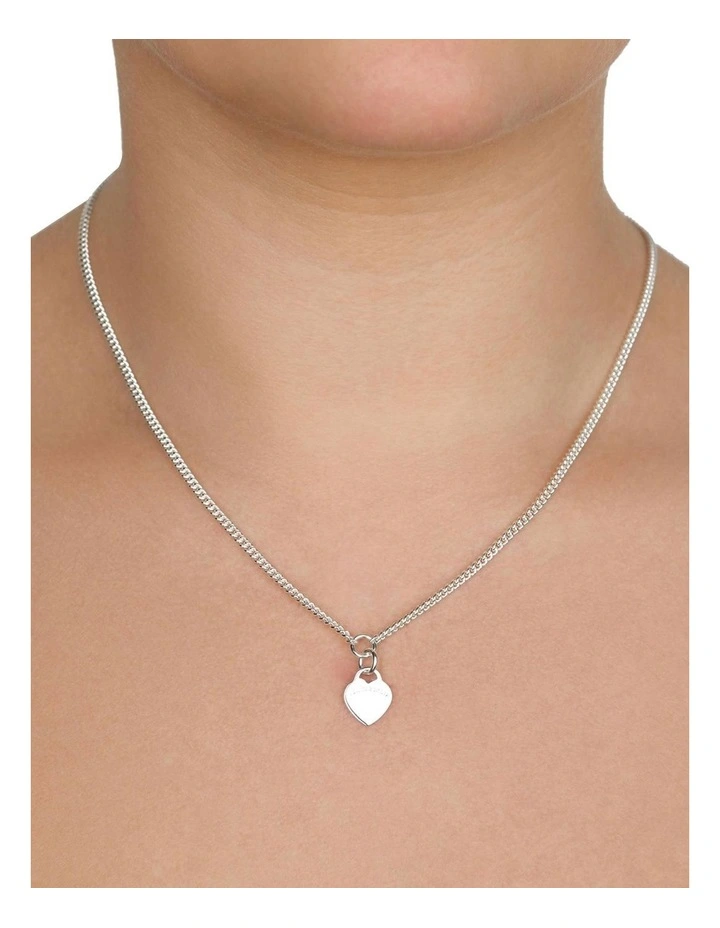 Von Treskow Ss Curb Chain Necklace with Large Von Treskow Flat Heart in Silver