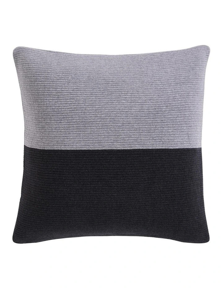 Colourblock Rib Logo Cushion in Grey/Black