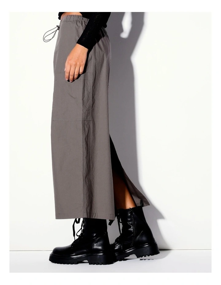 Organic Utility Maxi Skirt in Brown