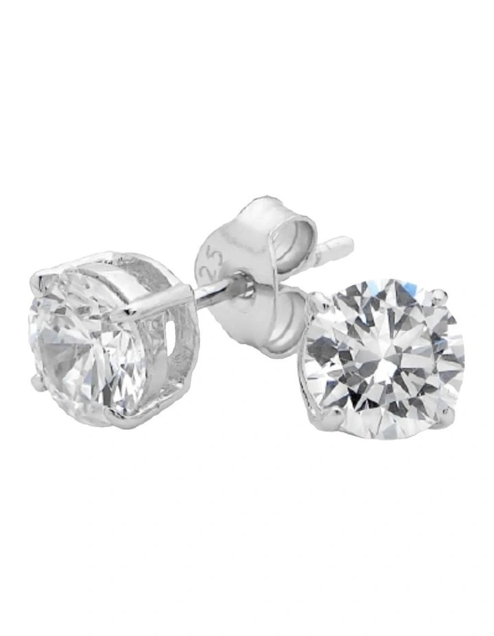 6mm Brilliant Silver Stud Earrings