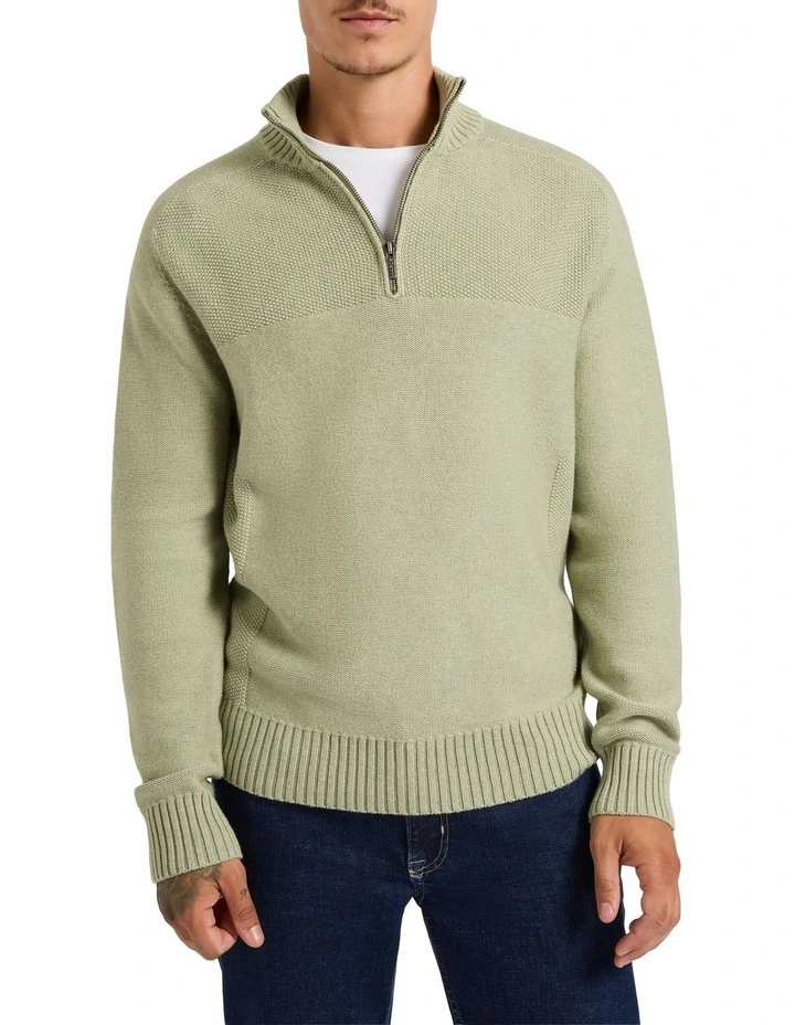 Josh 1/4 Zip Knit Sweater in Matcha