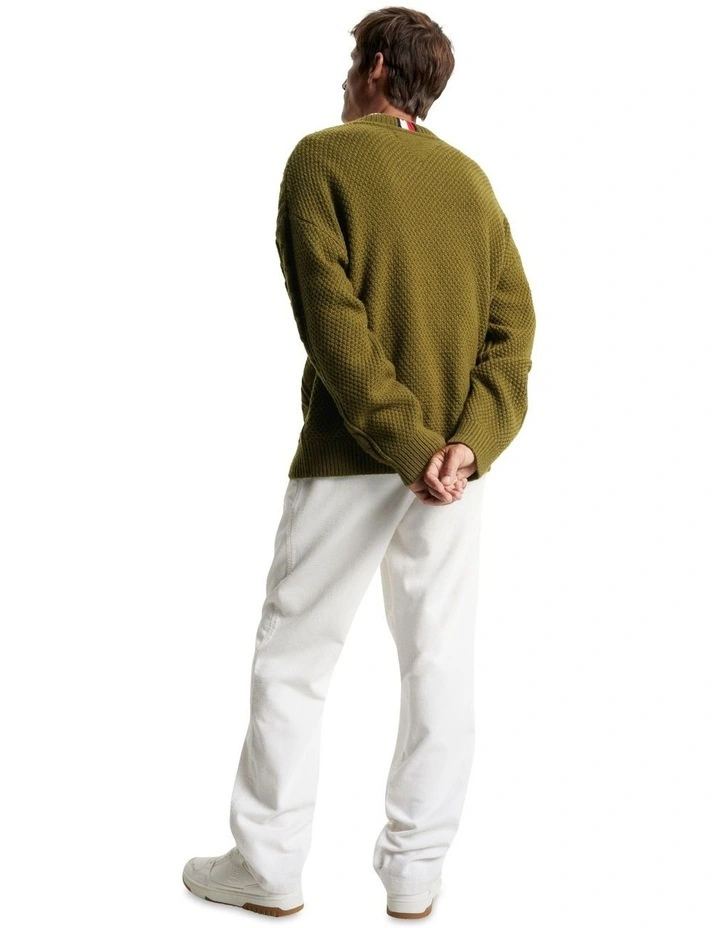 Cable Monotype Crew Neck Knit in Green