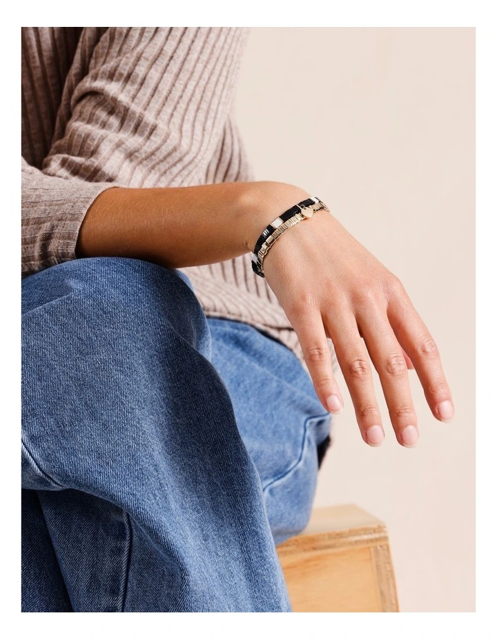 Seed Bead Black 2 Pack Bracelet in Black
