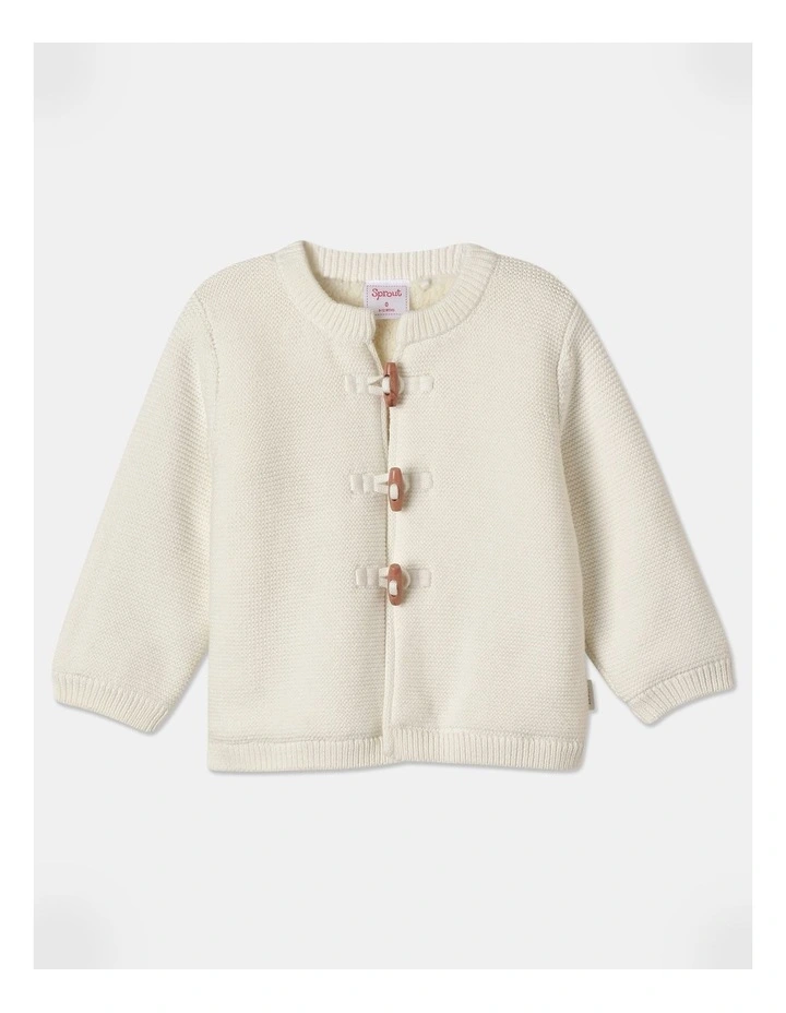 Sherpa Lined Toggle Cardigan in Cream