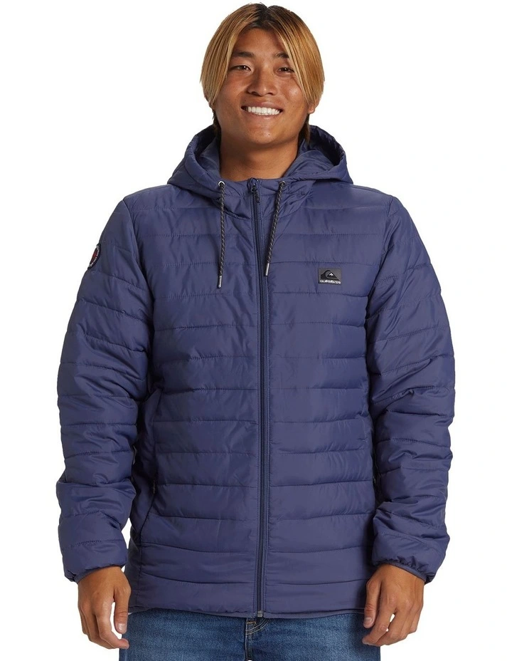 Scaly Hood Puffer Jacket in Crown Blue
