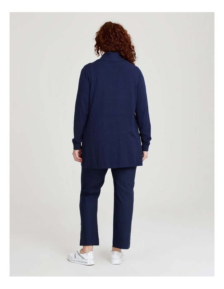Shawl Collar Natural Cardigan in Dark Indigo