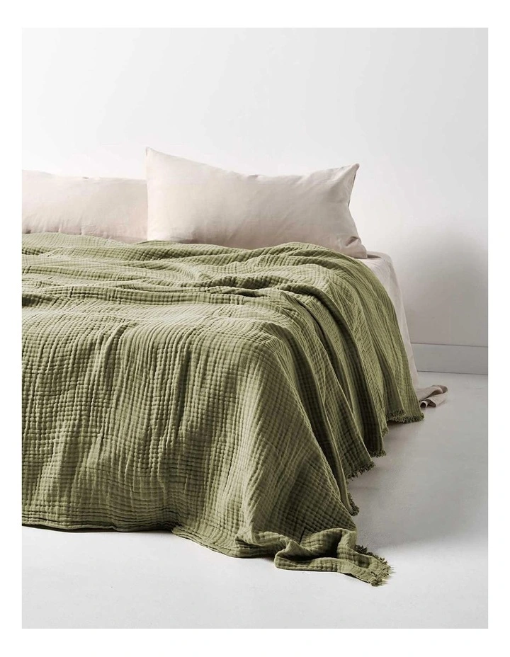 Crinkle Bed Cover in Elm