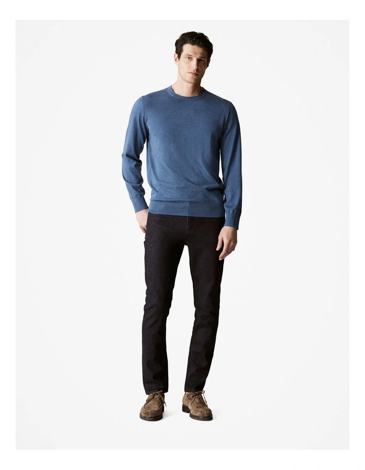 Cashmere Crew Neck Pullover in Denim Blue