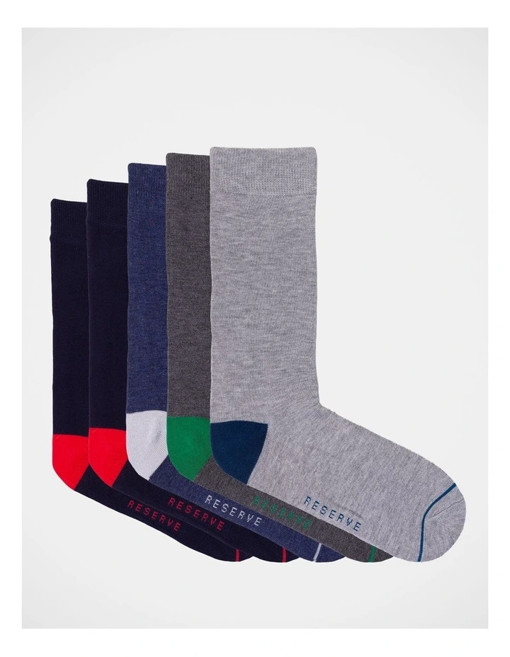 Bamboo Plain Socks 5 Pack in Multi