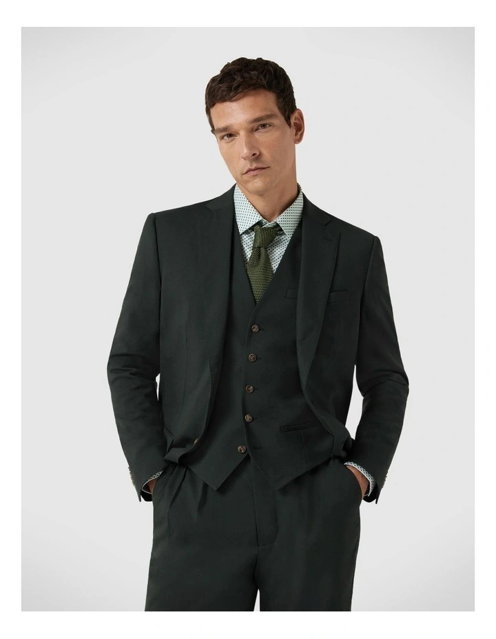 Slim Stretch Wool Premium Tailored Jacket in Dark Khaki
