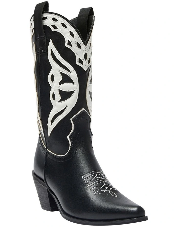 Rodeo Western Boots in Black White