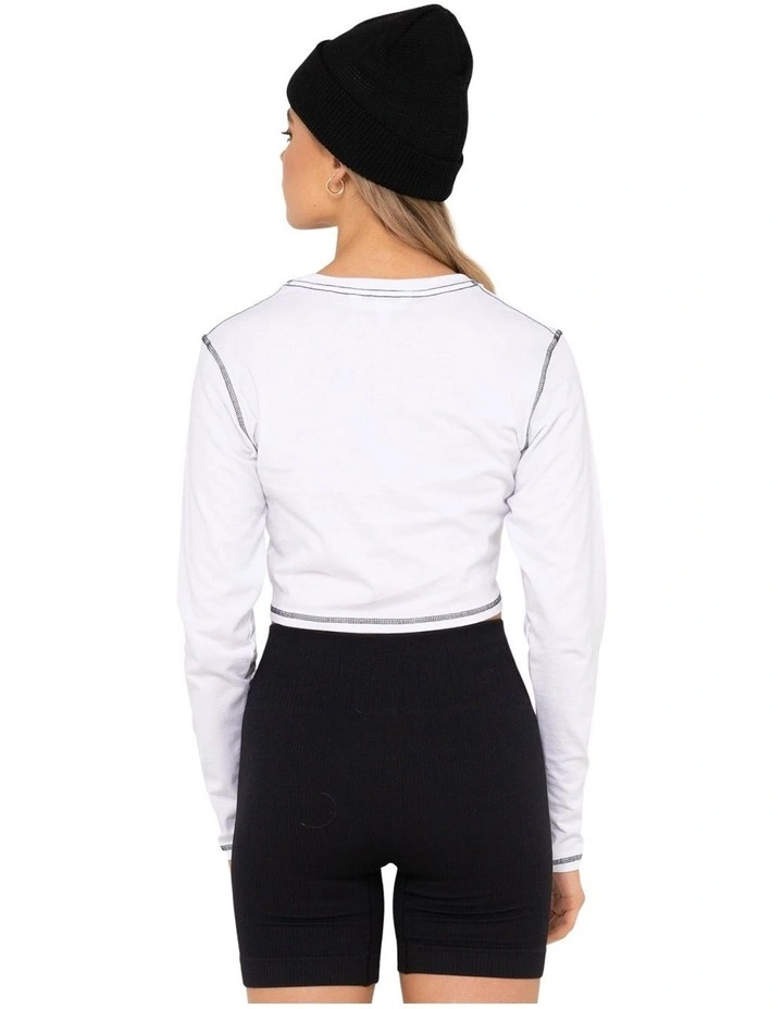 Fortitude Organic Cotton Long Sleeve Crop Baby Tee in White