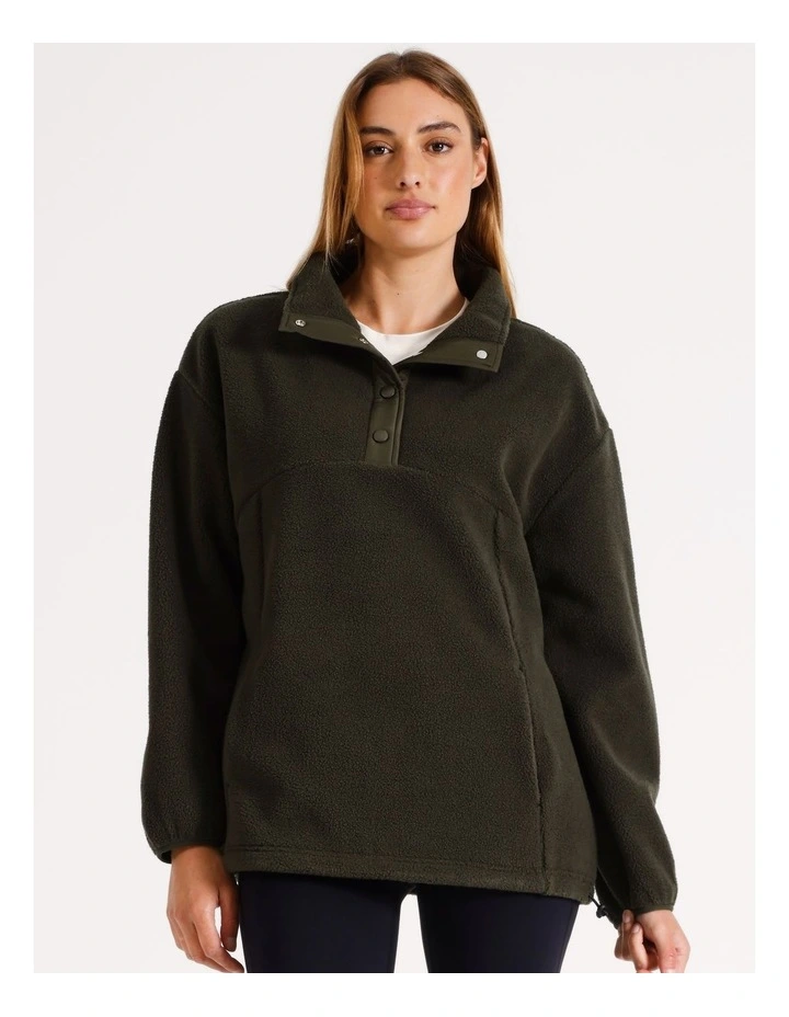 Sherpa Panel Sweater in Khaki