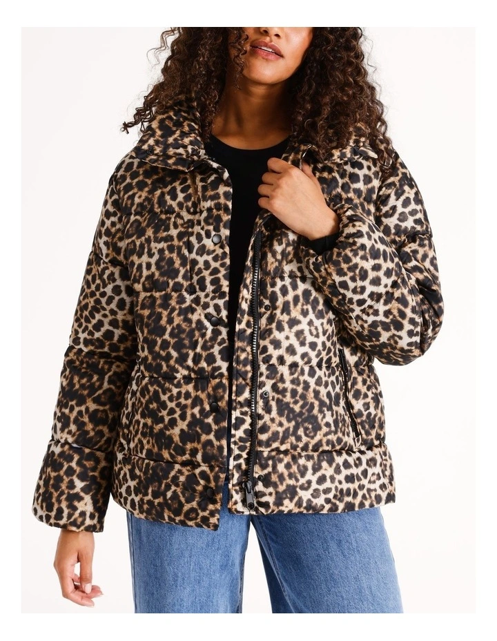 Leomi Leopard Puffer Jacket in Tigers Eye