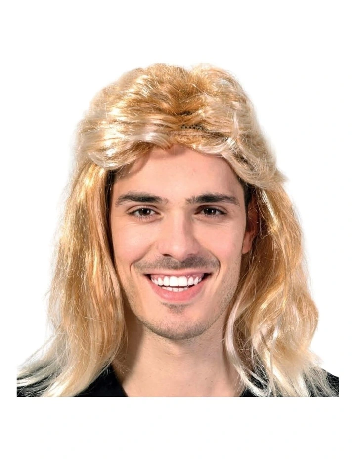 Rock Bogan Punk 70s 90s Hair Mullet Wig Costume in Dirty Blonde