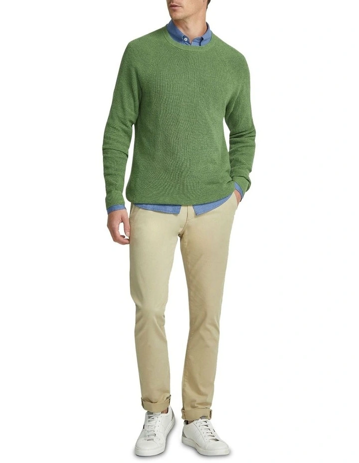 Billy Waffle Cotton Cashmere Knit in Green