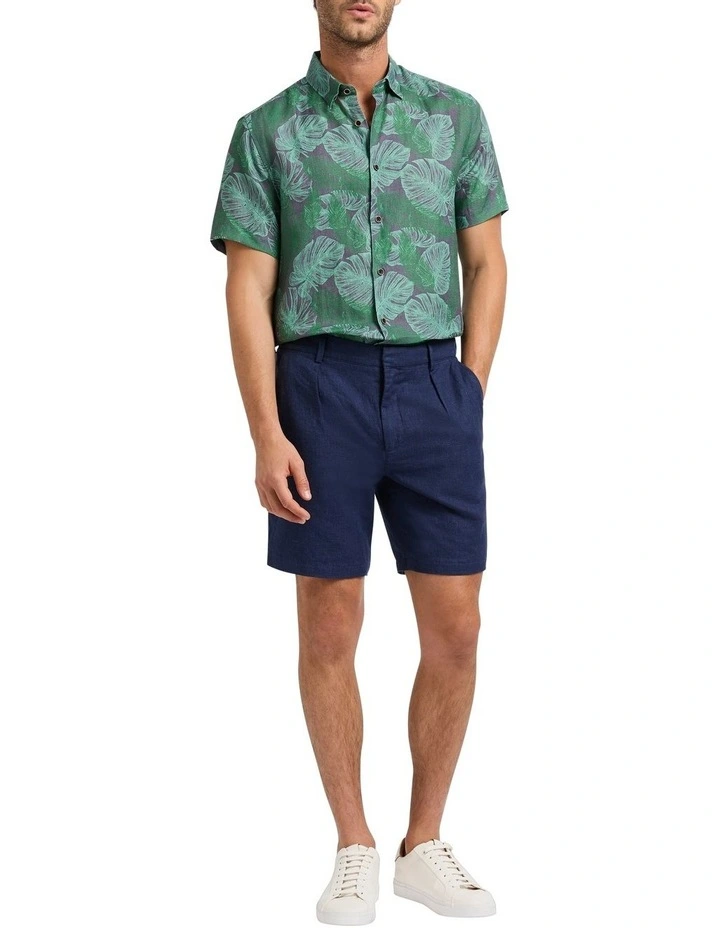 Great Barrier Leaf Linen Shirt in Galapagos Multi
