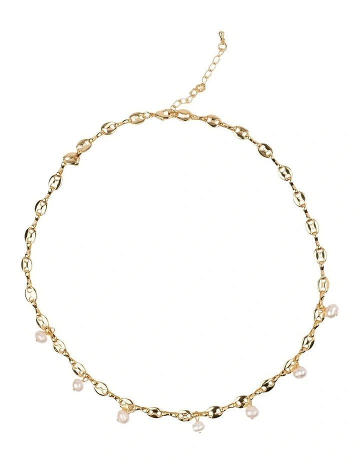 Ariella Pearl Necklace in Light Gold