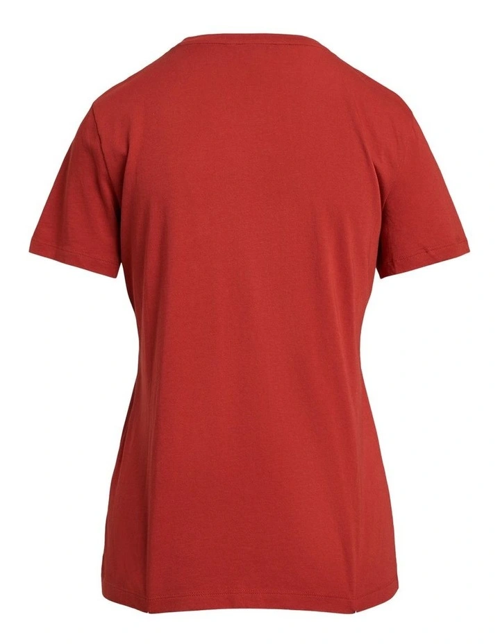 Beaded-Logo Jersey Tee in Red