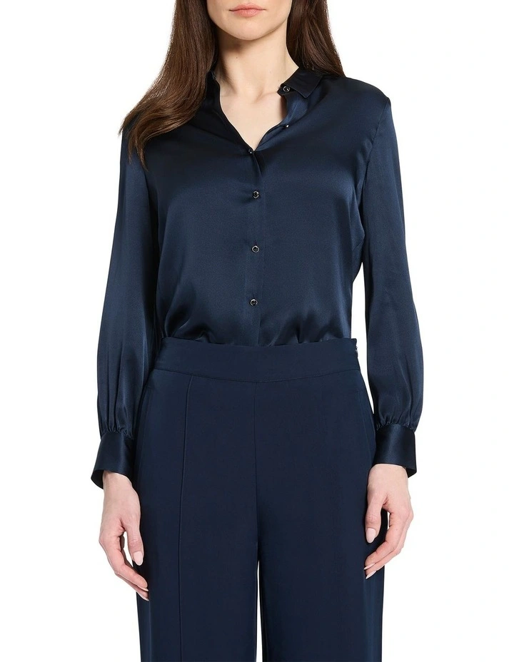 Ophelia Silk Shirt in Navy
