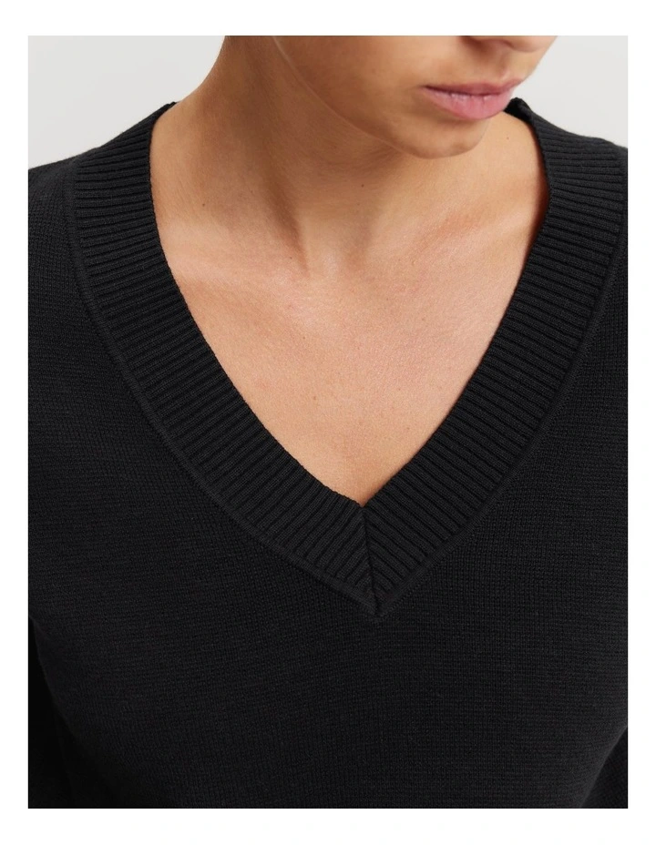Organically Grown Cotton Linen Knit in Black