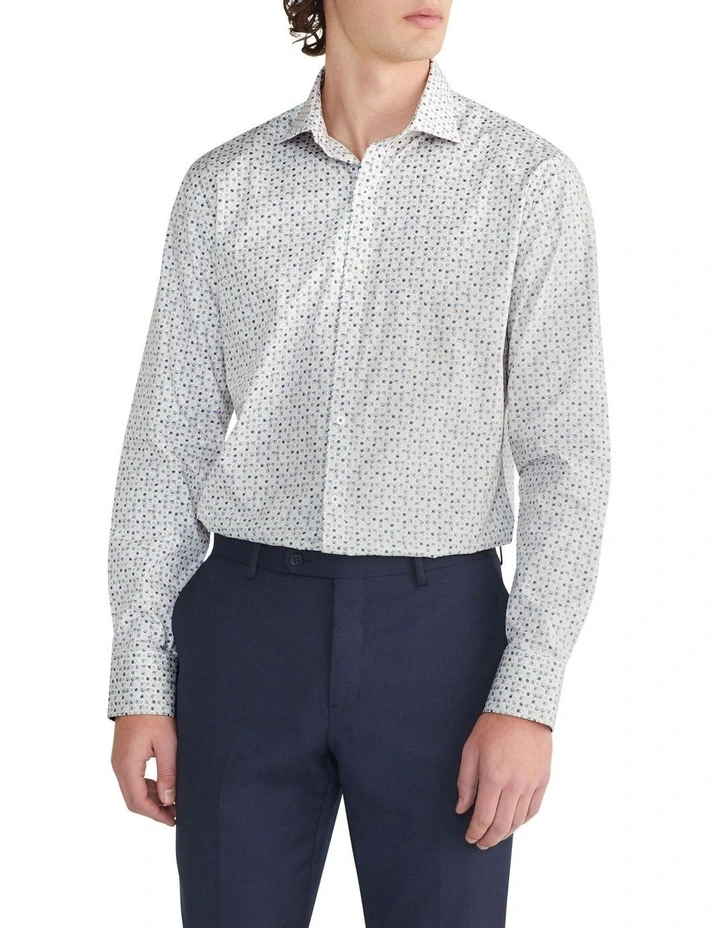Slim Multi Check Print Long Sleeve Shirt in Green