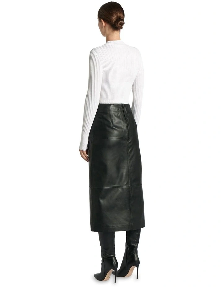 Multi Rib Funnel Neck Knit Jumper in Winter White