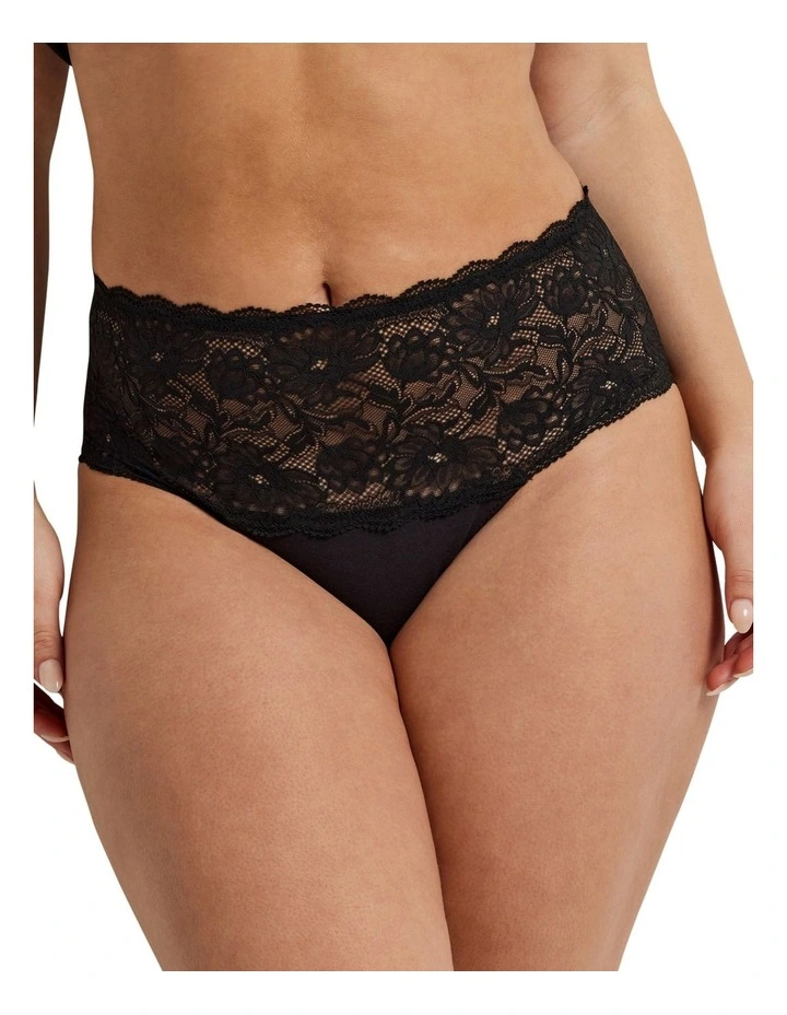 Cotton & Lace Full Brief in Black