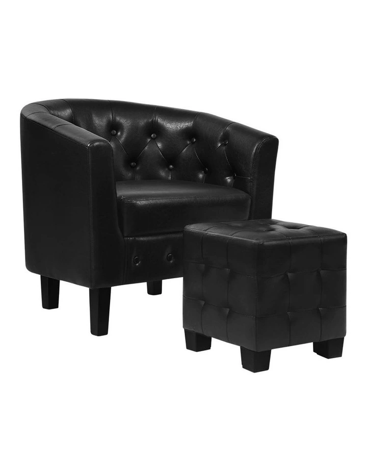 Lounge Armchair Chair With Ottoman Black