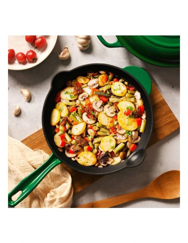 Cast Iron Fry Pan 26cm in Eden Green