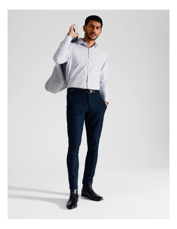 Tailored Long Sleeve Shirt 2 Colour Small Check In Purple