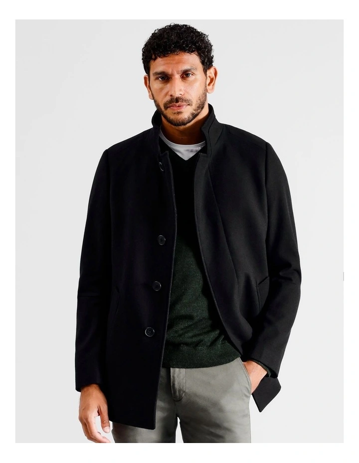 Frankie Funnel Neck Coat in Black