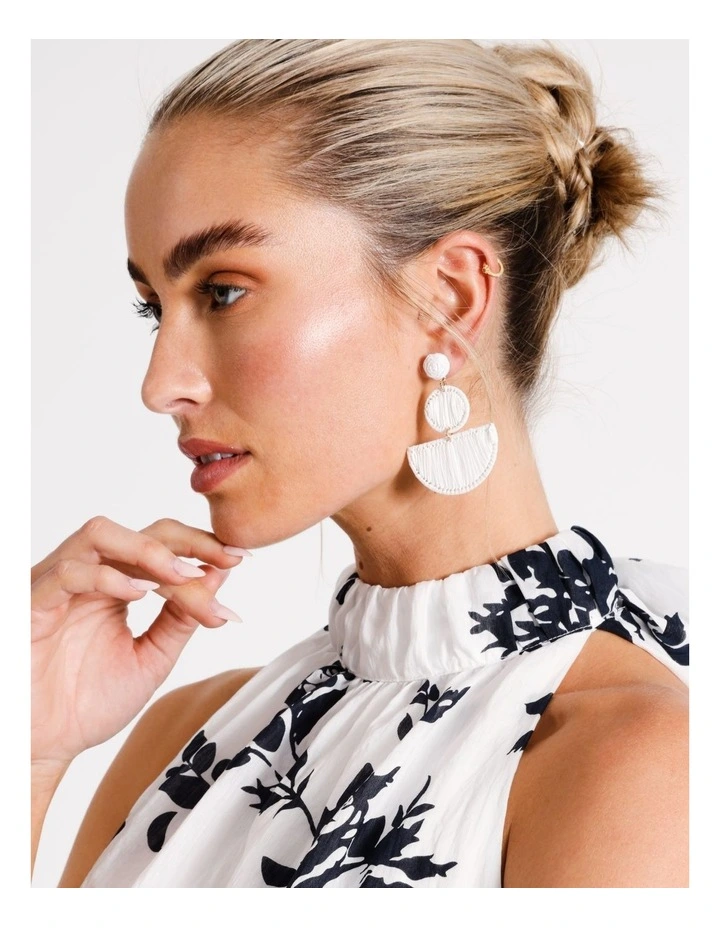 Raffia Earring in White